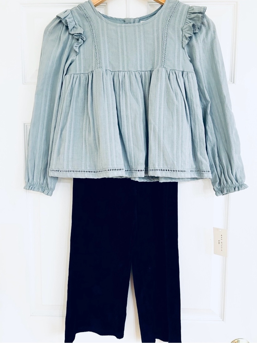 MAX STUDIO Smocked Peplum Top with Headband and Pants Set